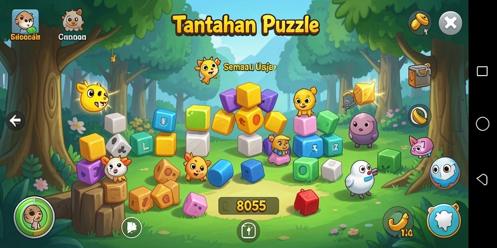 Tampilan gameplay seru dari 8055 dengan tantangan puzzle.