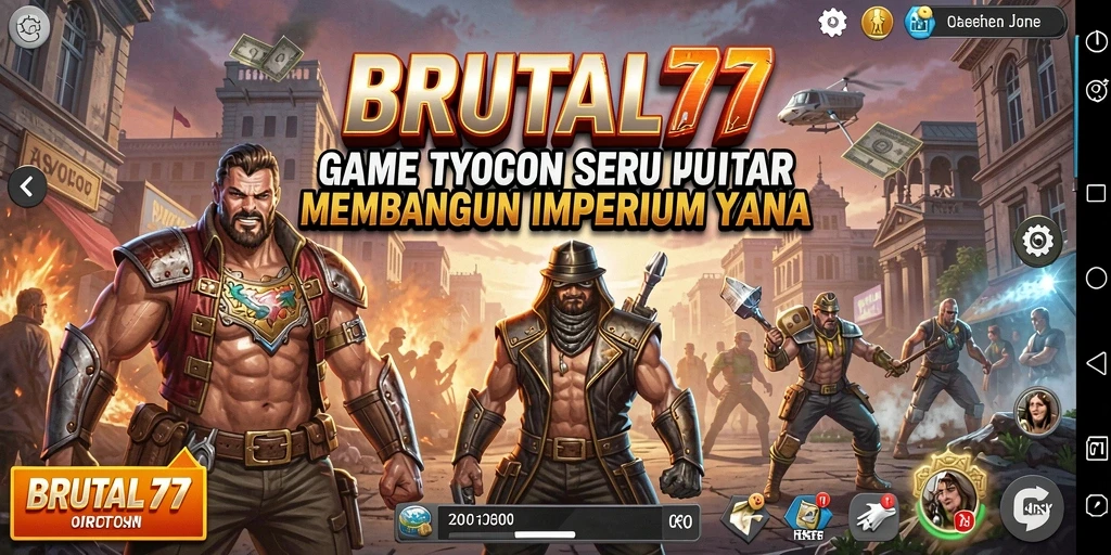 Tangkapan layar gameplay BRUTAL77 menampilkan manajemen bisnis yang menarik.