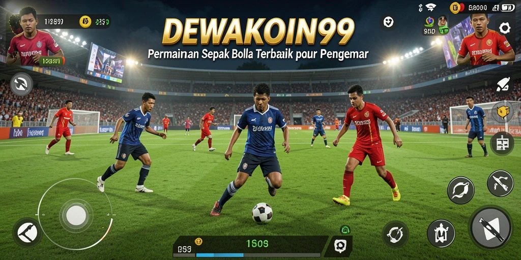 Gameplay DEWAKOIN99 menampilkan aksi sepak bola yang mendebarkan.