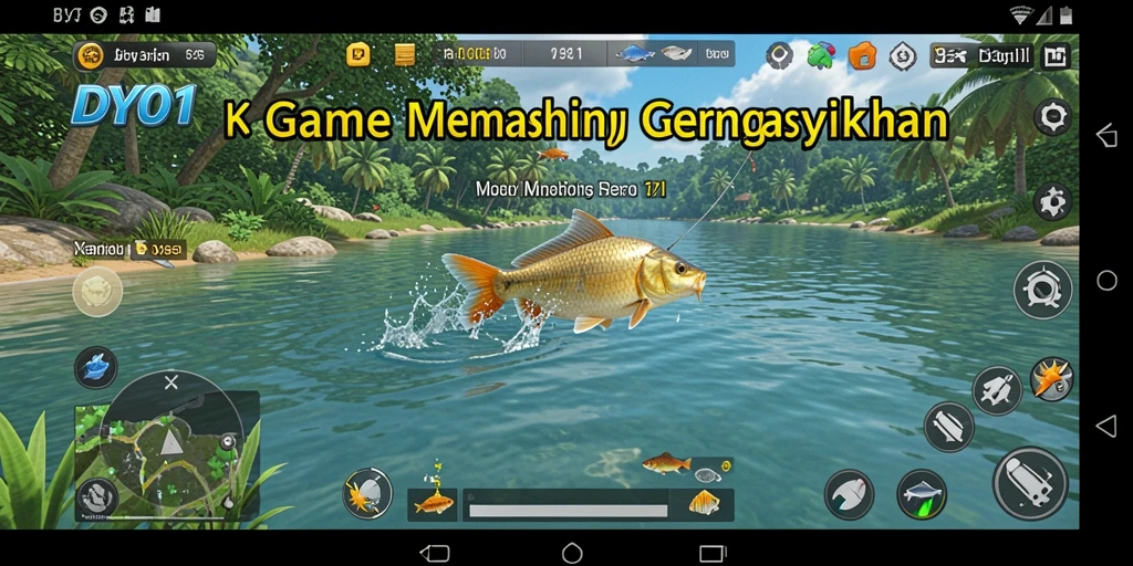 Screenshot gameplay DY01 menampilkan aksi memancing yang seru dan mendebarkan.