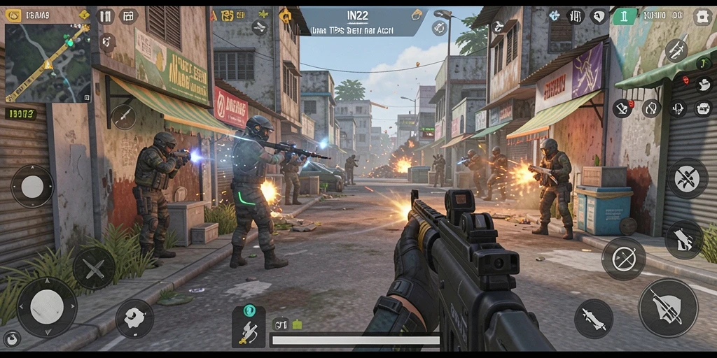 Screenshot IN22 menampilkan karakter beraksi dalam pertempuran TPS.