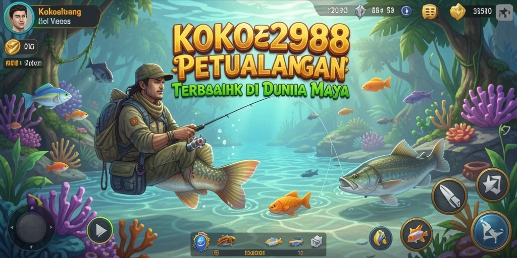 Tampilan gameplay KOKO288 dengan ikan dan pemandangan yang menawan.