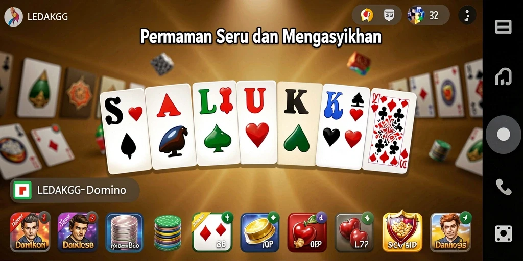 Screenshot layar gameplay LEDAKGG yang menunjukkan aksi menarik permainan Domino.