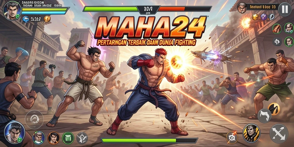 Tampilan gameplay MAHA24 dengan aksi pertarungan yang menegangkan.