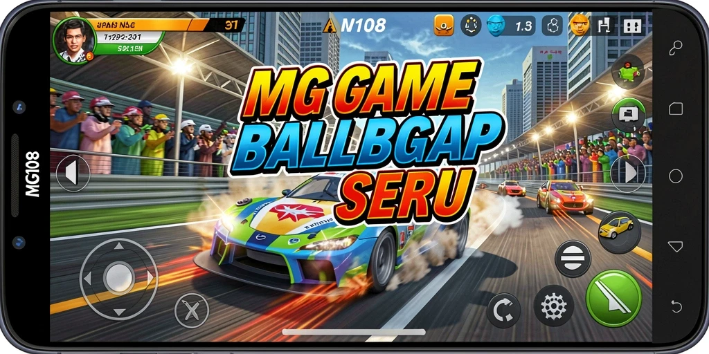 Tampilan gameplay MG108 yang menegangkan di lintasan balap.