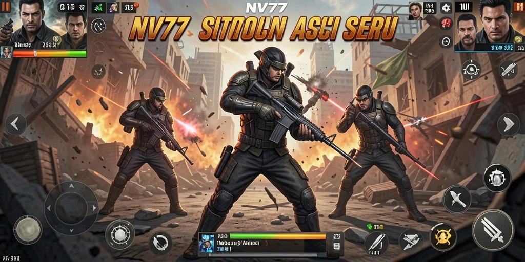 Screenshot NV77 menampilkan gameplay aksi yang intens dan karakter yang dinamis.