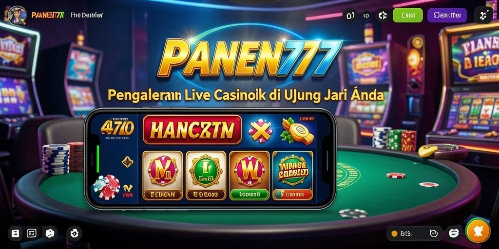 Screenshot gameplay PANEN77 yang menunjukkan suasana Live Casino yang mengasyikkan.