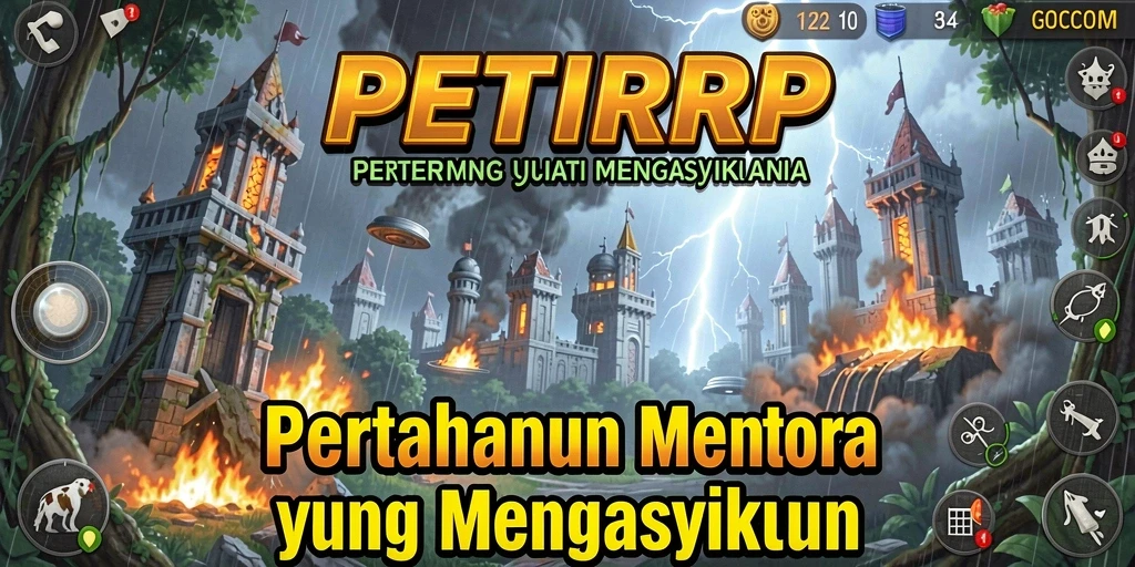Gameplay seru di PETIRRP dengan menara yang menghancurkan musuh.