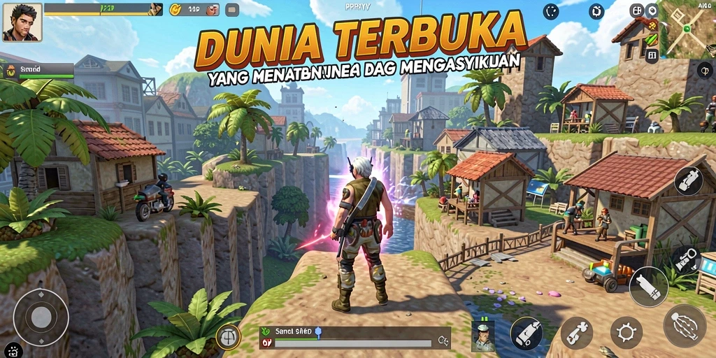 Tampilan gameplay PPRRYY dalam dunia terbuka yang luas dan mendetail.