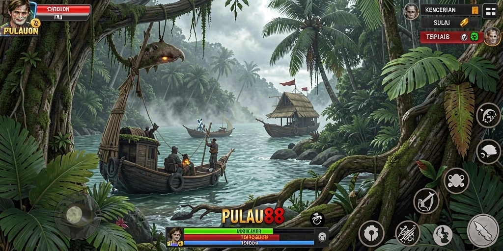 Tangkapan layar gameplay PULAU88 menampilkan suasana Horror yang mencekam.