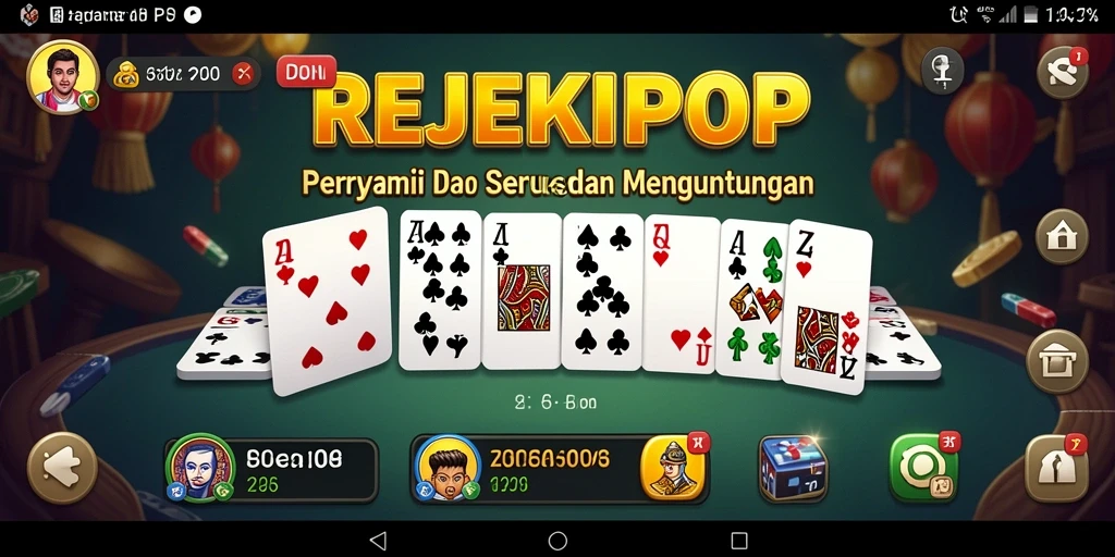Tampilan utama gameplay seru dari REJEKIPOP yang menunjukkan aksi Domino.