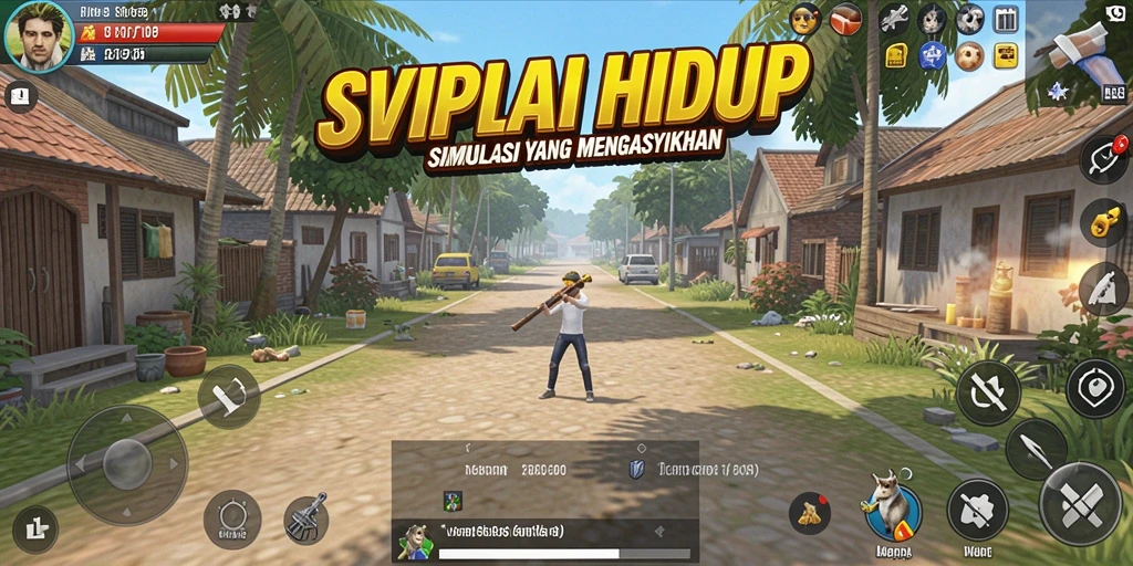 Screenshot utama SVIP1 menunjukkan gameplay simulasi kehidupan yang interaktif.