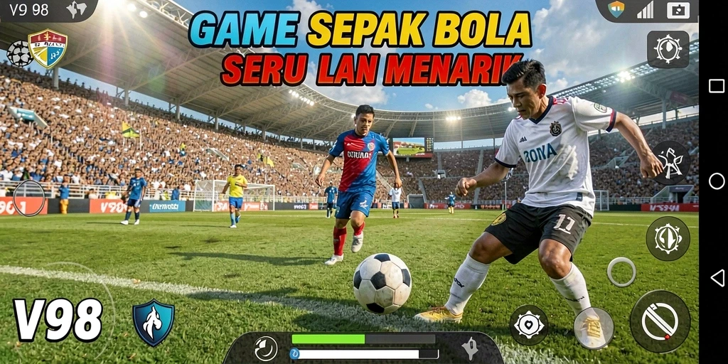 Gameplay menegangkan di lapangan sepak bola dengan V98.