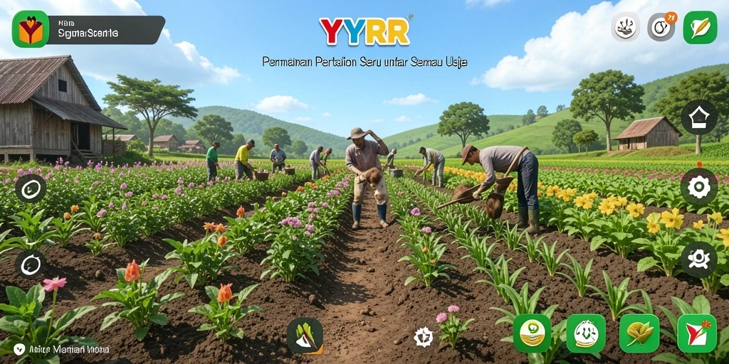 Tangkapan layar gameplay YYRR menampilkan keindahan ladang pertanian yang subur.