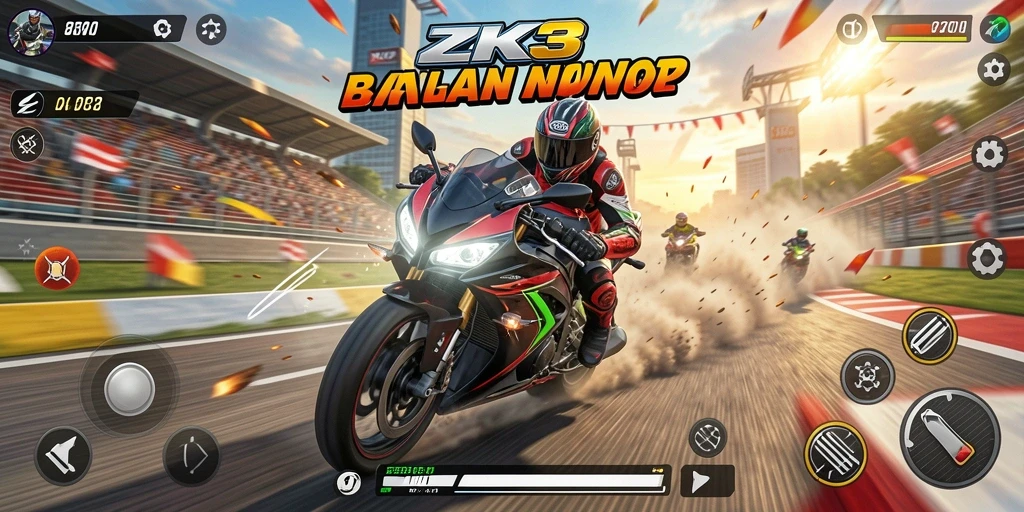 Tampilan menarik dari gameplay balapan motor di ZK3.